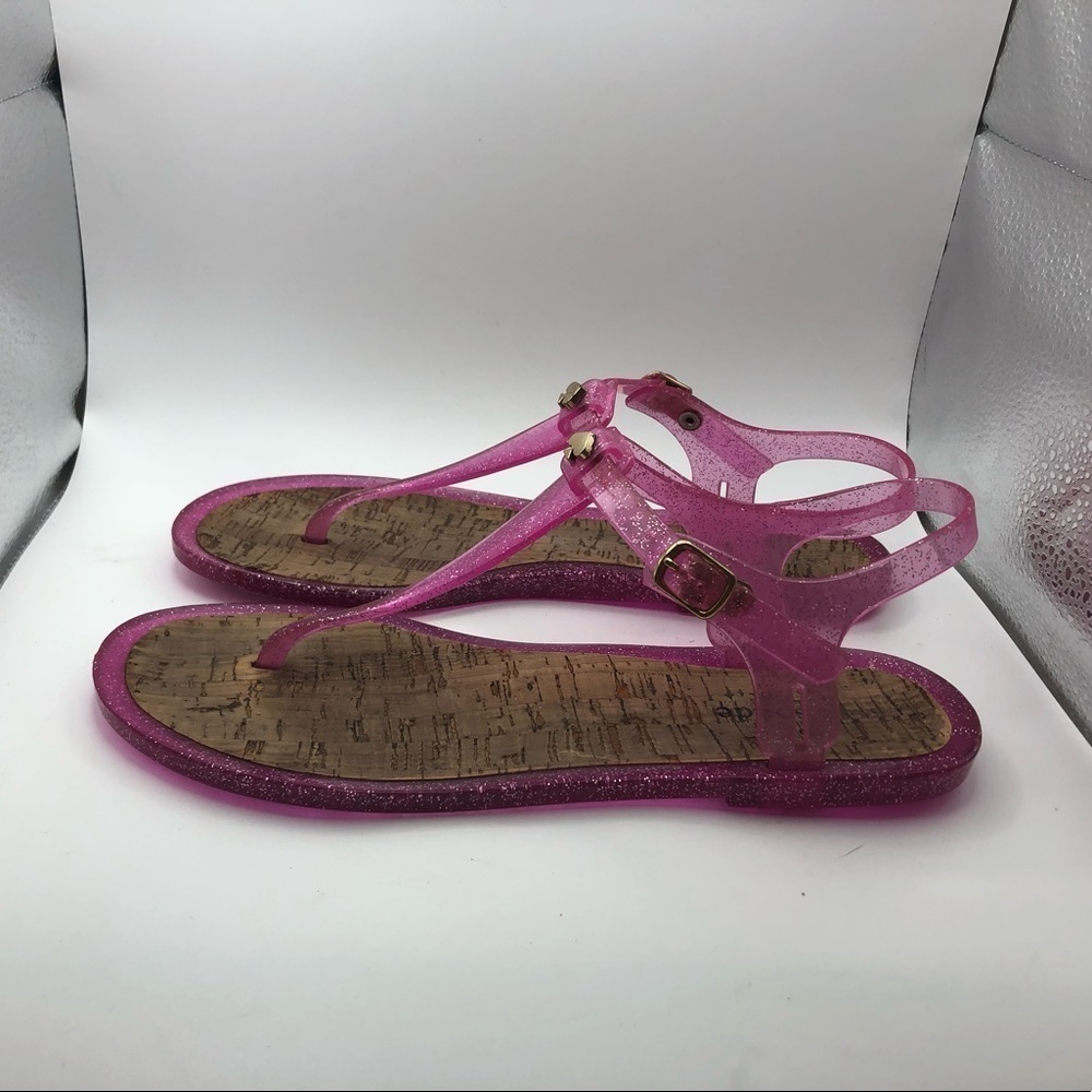 Kate Spade cork pink glitter jelly sandals size 9